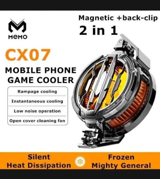 MEMO CX07 Magnetic Mobile Gaming Cooler 15W RGB Semiconductor Cooling Fan for Android & iPhone | Silent Phone Cooler for PUBG Mobile, Free Fire, COD Mobile & Genshin Impact