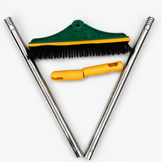 2-in-1 Broom & Floor Wiper | Dual-Purpose Cleaning Brush with Strong Bristles & Built-In Squeegee Blade