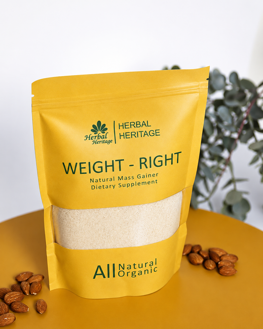 Herbal Heritage Weight-Right Natural Mass Gainer | Organic Dietary Supplement for Healthy Weight Gain | 100g