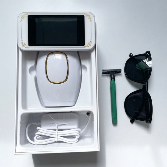 Professional IPL Laser Hair Removal Device for Women & Men – Permanent At-Home Hair Removal System with Razor & Safety Glasses