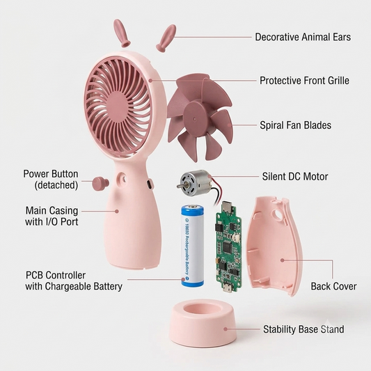 Cute & Compact Personal Cooling Fan – USB Rechargeable (Assorted Colors)