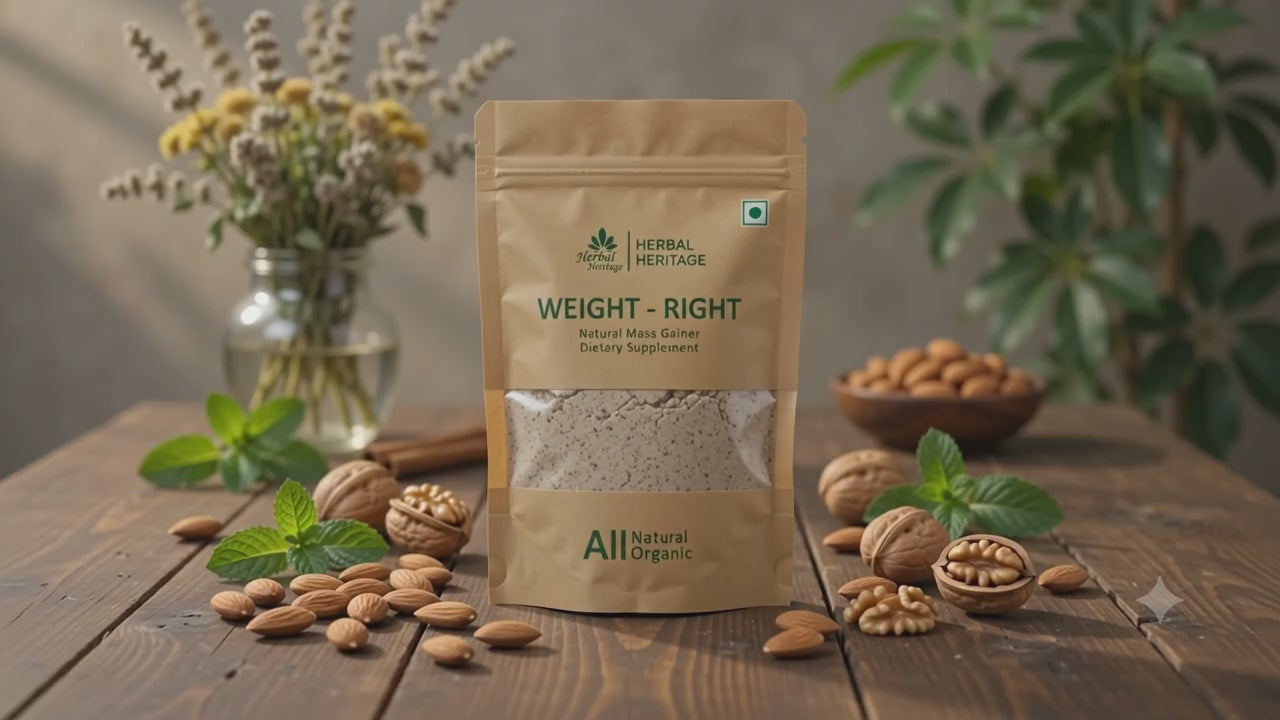 Herbal Heritage Weight-Right Natural Mass Gainer | Organic Dietary Supplement for Healthy Weight Gain | 100g