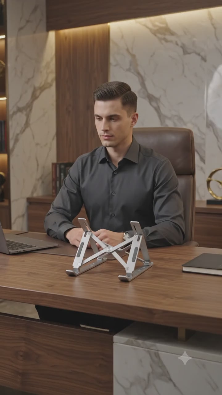 Speed-X Foldable Aluminum Laptop Stand 15-Inch | Adjustable Ergonomic Laptop Riser | Portable Cooling Stand