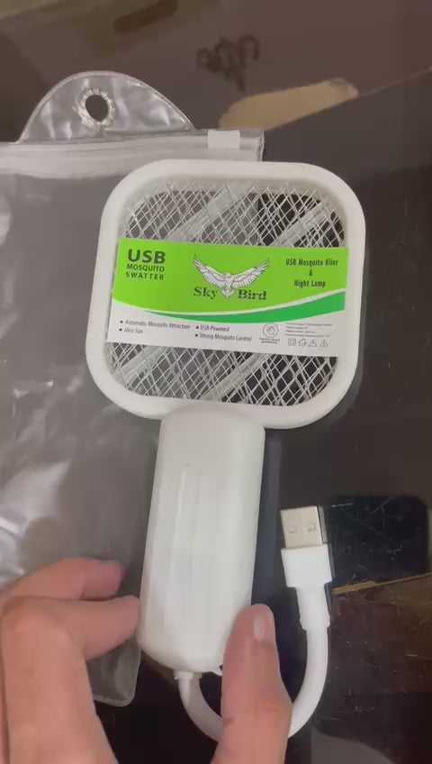 USB Rechargeable Mosquito Killer Racket with UV Light – Portable Bug Zapper for Home & Office